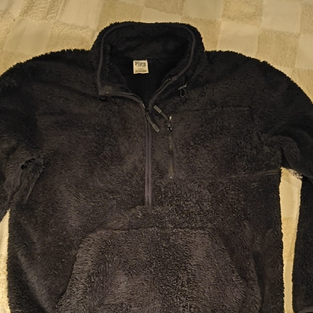 Victoria's Secret Black Fleece Zip-Up Jacket